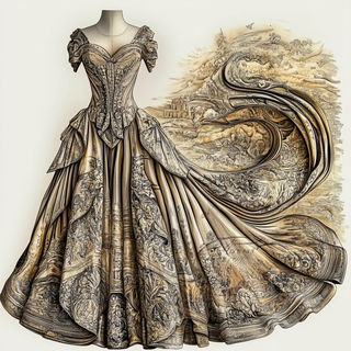 Pigmentide style, Midjourney V6.1: haute-couture fashion outfit