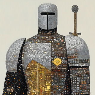 Blue Valley Cutpaper style, Midjourney V6.1: concept art character design of retropunk steam knight