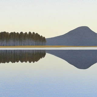 Blue Valley Cutpaper style, Midjourney V6.1: realistic landscape photograph of quiet dawn