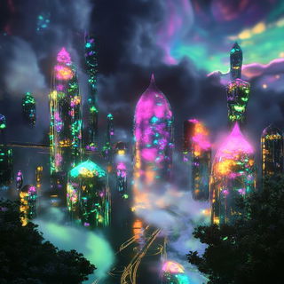 Cragscript style, Midjourney V6.1: megacity with futuristic bioarchitecture