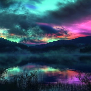 Cragscript style, Midjourney V6.1: realistic landscape photograph of quiet dawn