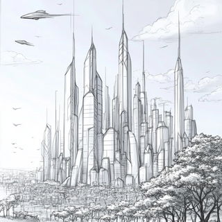 Fumegreen style, Midjourney V6.1: megacity with futuristic bioarchitecture