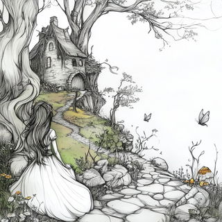 Fumegreen style, Midjourney V6.1: retro fairy-tale illustration