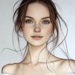 Fumegreen style, Midjourney V6.1: photographic portrait of female protagonist