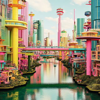 Anatomoposter style, Midjourney V6.1: megacity with futuristic bioarchitecture