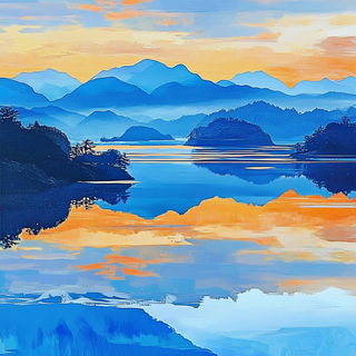 Rizomorph style, Midjourney V6.1: realistic landscape photograph of quiet dawn