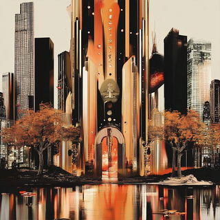 Arches in Electric Script style, Midjourney V6.1: megacity with futuristic bioarchitecture