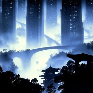 Fogiron style, Midjourney V6.1: megacity with futuristic bioarchitecture