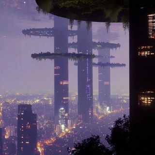 Portalithics style, Midjourney V6.1: megacity with futuristic bioarchitecture