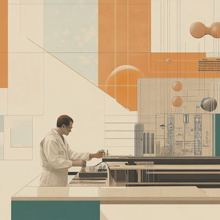 Sunmaskics style, Midjourney V6.1: editorial illustration for popular scientific magazine cover