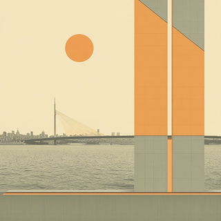 Sunmaskics style, Midjourney V6.1: bold minimalist logo design for Istanbul city municipal services