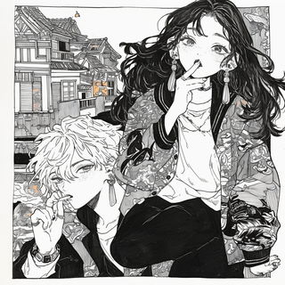 Prismtorrent style, Midjourney V6.1: black-and-white manga comic strip