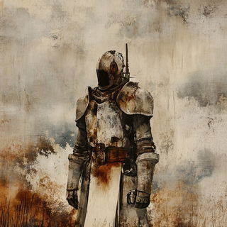 Jewelplaque style, Midjourney V6.1: concept art character design of retropunk steam knight