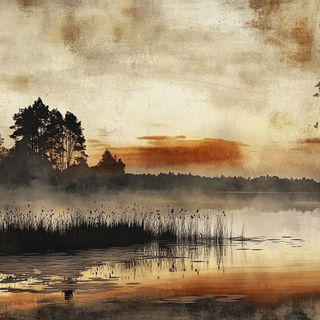 Jewelplaque style, Midjourney V6.1: realistic landscape photograph of quiet dawn
