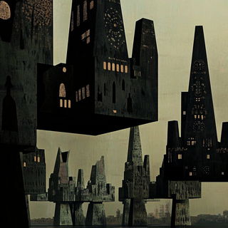 Marginborne Leviathans style, Midjourney V6.1: megacity with futuristic bioarchitecture
