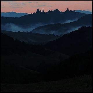 Marginborne Leviathans style, Midjourney V6.1: realistic landscape photograph of quiet dawn