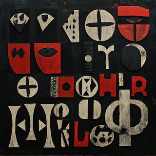 Marginborne Leviathans style, Midjourney V6.1: typographic composition with large letters