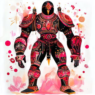 Chroma Thicket style, Midjourney V6.1: concept art character design of retropunk steam knight