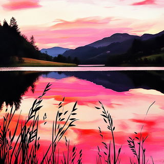 Chroma Thicket style, Midjourney V6.1: realistic landscape photograph of quiet dawn