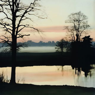 Truqueplant style, Midjourney V6.1: realistic landscape photograph of quiet dawn