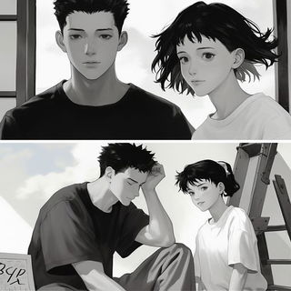 Cobalt Faience Encounter style, Midjourney V6.1: black-and-white manga comic strip