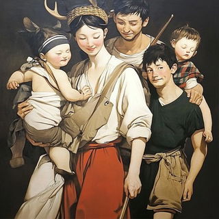 Cobalt Faience Encounter style, Midjourney V6.1: classical 18th-century oil painting