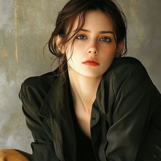Cobalt Faience Encounter style, Midjourney V6.1: photographic portrait of female protagonist