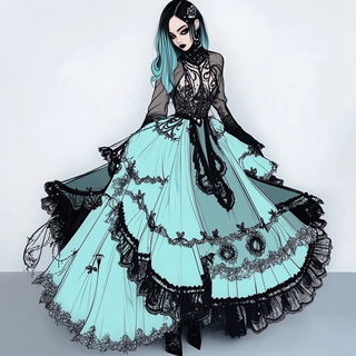 Celbank Greenery style, Midjourney V6.1: haute-couture fashion outfit