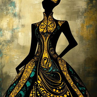 Chromavexillum style, Midjourney V6.1: haute-couture fashion outfit