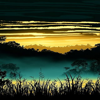 Chromavexillum style, Midjourney V6.1: realistic landscape photograph of quiet dawn