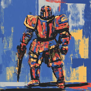 Garland Geomancy style, Midjourney V6.1: concept art character design of retropunk steam knight