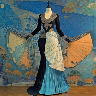 Cloudbrocade style, Midjourney V6.1: haute-couture fashion outfit