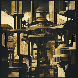 Lanternesque style, Midjourney V6.1: megacity with futuristic bioarchitecture