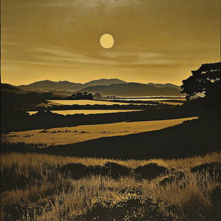 Lanternesque style, Midjourney V6.1: realistic landscape photograph of quiet dawn