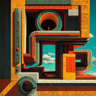 Chromaflood style, Midjourney V6.1: typographic composition with large letters