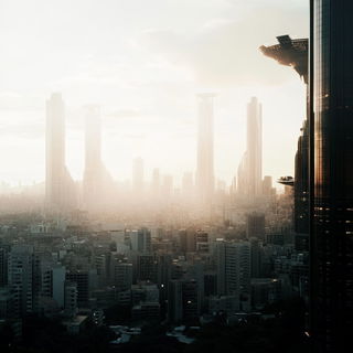Orchardgris style, Midjourney V6.1: megacity with futuristic bioarchitecture