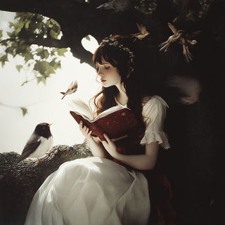 Orchardgris style, Midjourney V6.1: retro fairy-tale illustration
