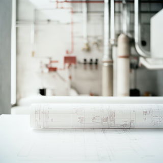 Orchardgris style, Midjourney V6.1: technical infrastructure blueprint schematics