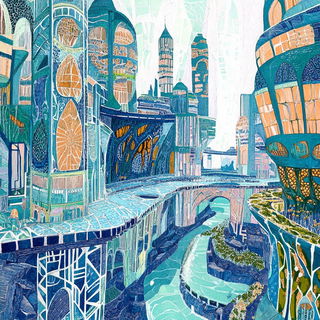 Cinderstretch style, Midjourney V6.1: megacity with futuristic bioarchitecture