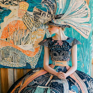 Cinderstretch style, Midjourney V6.1: haute-couture fashion outfit