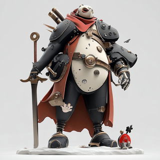 Neonolithics style, Midjourney V6.1: concept art character design of retropunk steam knight