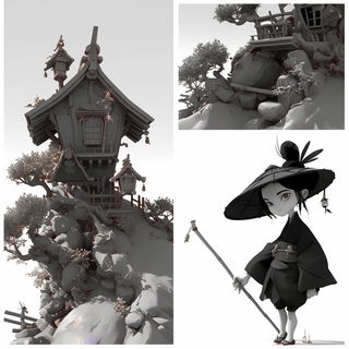 Neonolithics style, Midjourney V6.1: black-and-white manga comic strip