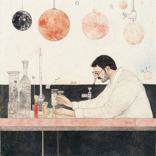Inksublimation style, Midjourney V6.1: editorial illustration for popular scientific magazine cover