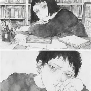 Inksublimation style, Midjourney V6.1: black-and-white manga comic strip