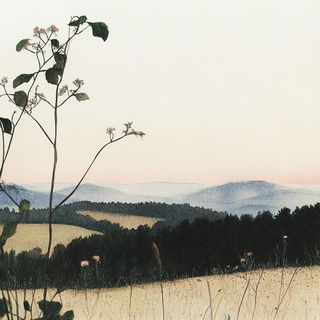 Inksublimation style, Midjourney V6.1: realistic landscape photograph of quiet dawn