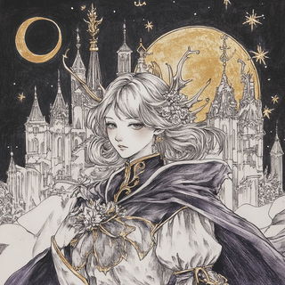 Chrysometal Gothic style, Midjourney V6.1: retro fairy-tale illustration
