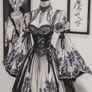 Chrysometal Gothic style, Midjourney V6.1: haute-couture fashion outfit