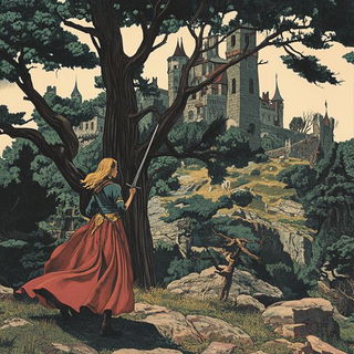 Ruinwake Chromaturgy style, Midjourney V6.1: retro fairy-tale illustration