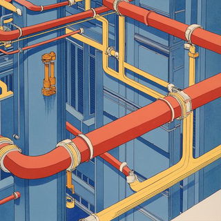 Ruinwake Chromaturgy style, Midjourney V6.1: technical infrastructure blueprint schematics