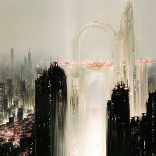 Chromegild style, Midjourney V6.1: megacity with futuristic bioarchitecture